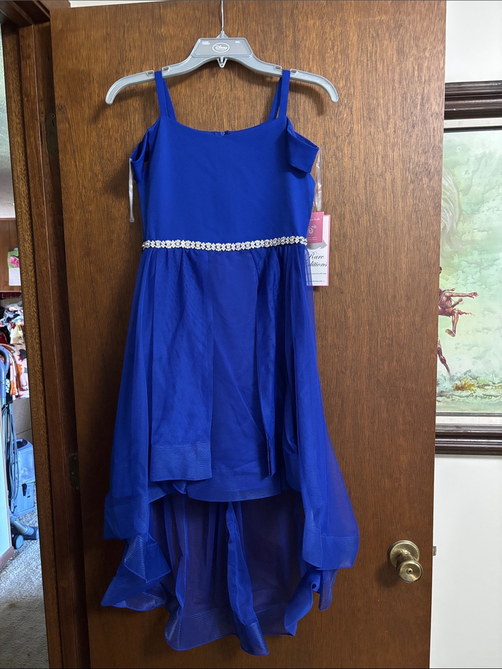 Rare Editions Royal Blue High-Low Formal Dress with Beaded Waist